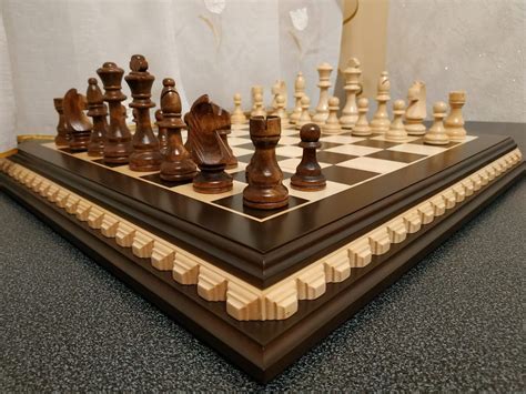 Wooden Chess Set Chess Board Pieces Wood Carving Handmade Etsy