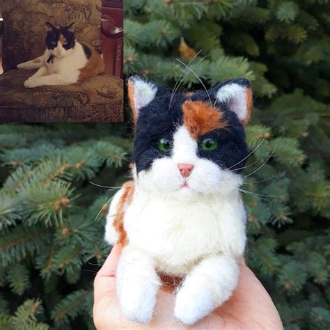 Custom Needle Felted Calico Cat Sculpture Memory Replica Pet Etsy