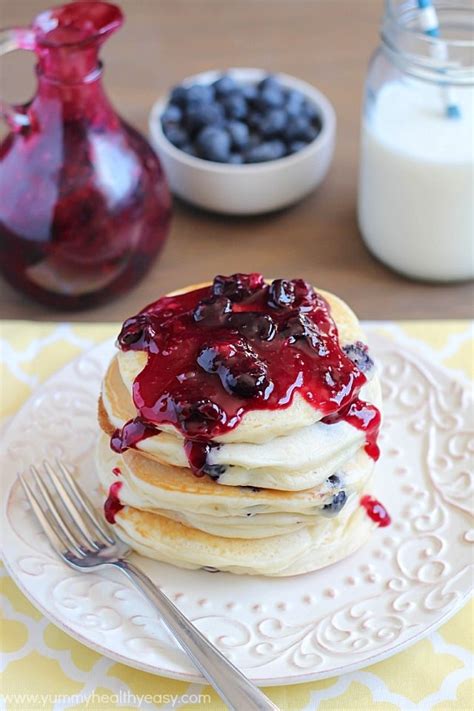 Blueberry Pancakes With Fresh Blueberry Syrup Yummy Healthy Easy