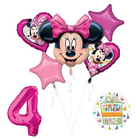 Have minnie mouse herself show up your party with cute costumes and accessories. NEW Minnie Mouse 4th Birthday Party Supplies Balloon ...