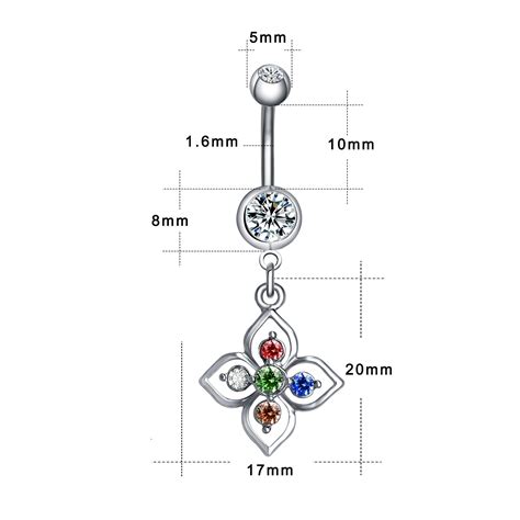 14g Flower Crown Belly Button Ring Zirconia Belly Navel Piercing Jewel Zs Body Jewelry