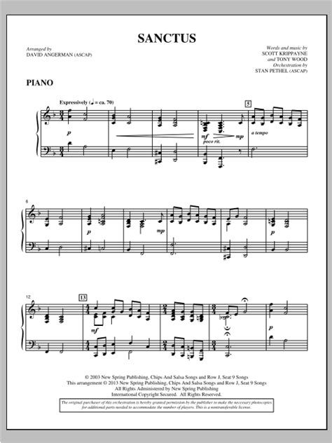 Sanctus Piano Sheet Music Direct