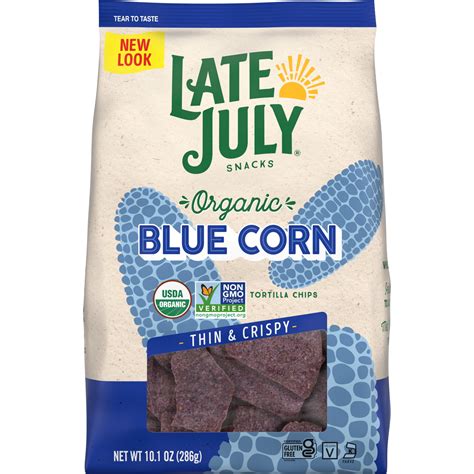 late july snacks thin and crispy organic tortilla chips blue corn 10