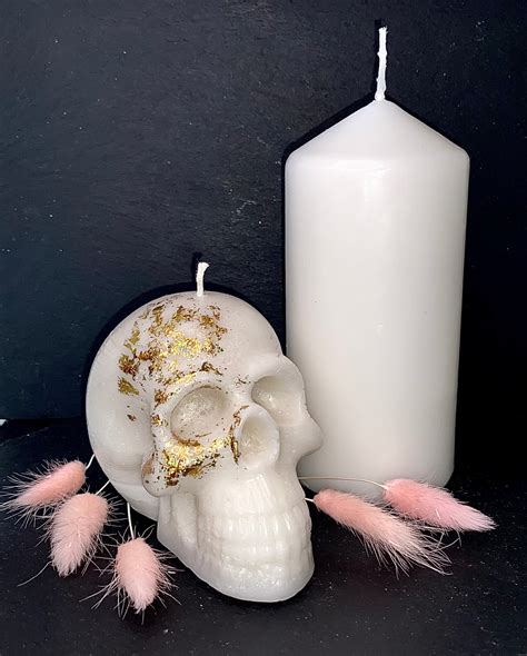 Scented Skull Candle With Gold Design Etsy