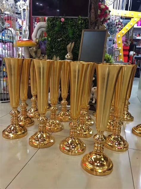 2021 2018 Elegant Tall Gold Color Polish Vases Wedding Flower Vase