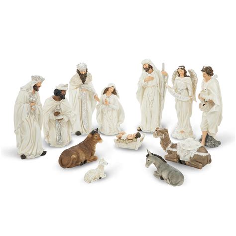 Glitzhome 12pcs Oversized Ivory Resin Nativity Figurine Set 22187782