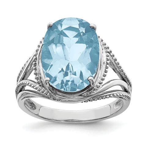 Diamond2deal 925 Sterling Silver Rhodium Plated Light Swiss Blue