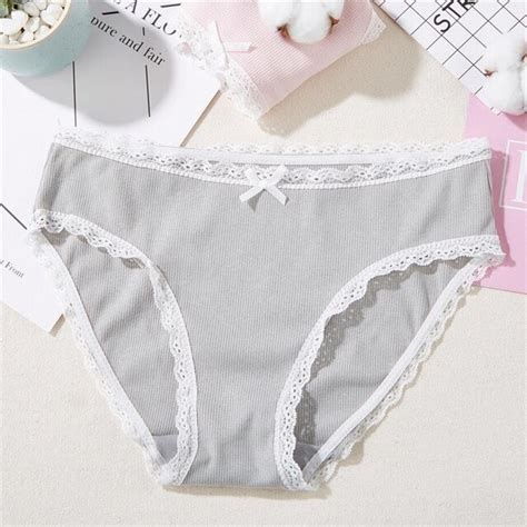 New Simple Japanese Women Panties Lace Cotton Underwear Lady S Mid Waist Thread Cotton Sexy