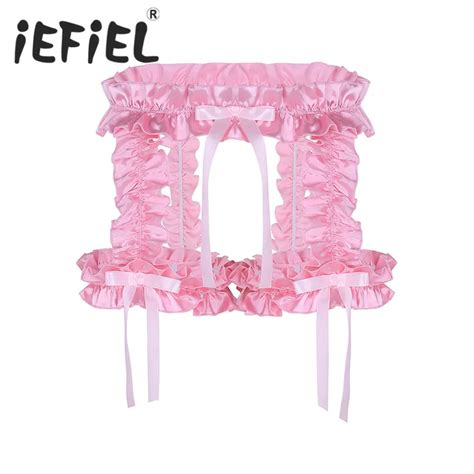 Sexy Gay Mens Lingerie Frilly Satin Ruffled Sissy Hollow Out Knickers
