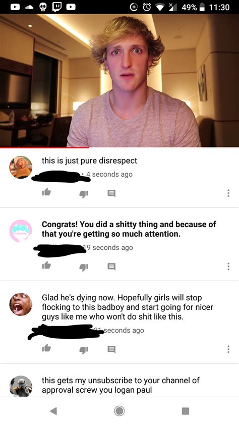 Found This Comment On Logan Pauls Apology Video Rniceguys