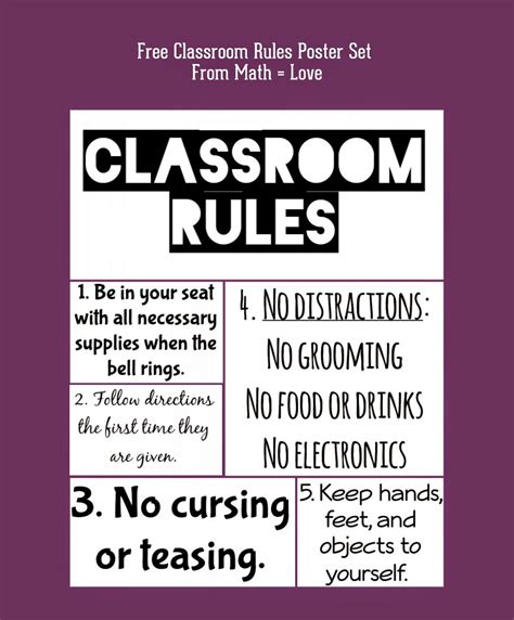 Math Love Classroom Rules Posters 2014 2015