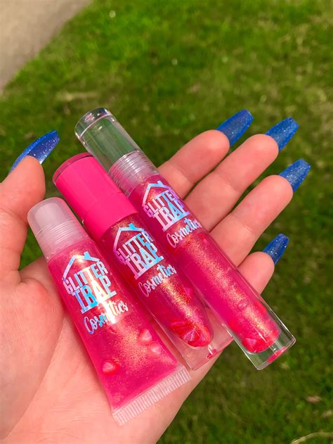 Pink Drink Strawberry Lip Gloss Glitter Trap Cosmetics