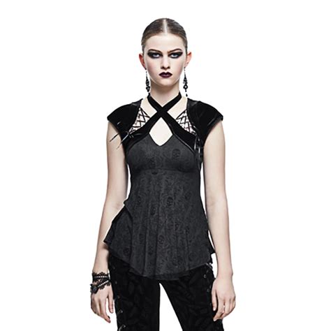 Gothic Women Slim Tee Shirt Steampunk Short Sleeve Shirt Skull Printed