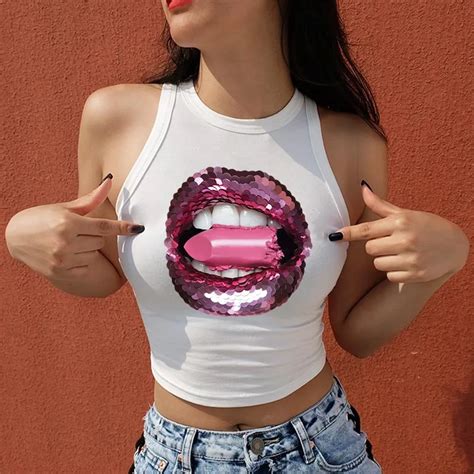 Lip Sexy Iron On Heat Transfer Printing Stickers For Clothes T Shirt
