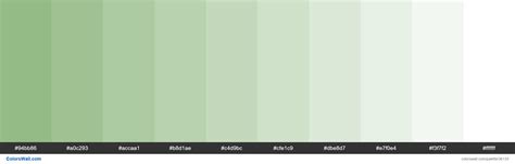 Tints XKCD Color Sage Green 88b378 Hex 94bb86 A0c293 Accaa1