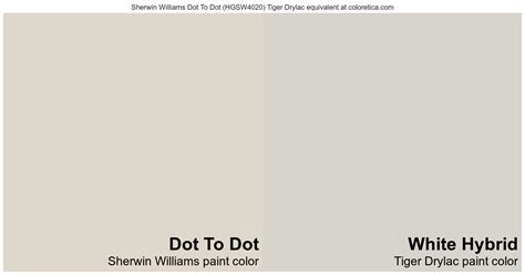 Sherwin Williams Dot To Dot Tiger Drylac Equivalent White Hybrid