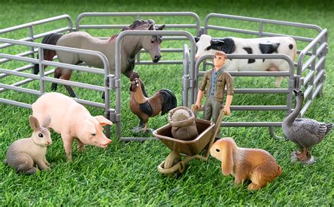 Toymany Farm Animal Figures T Toys Set With Fence Realistic Farm