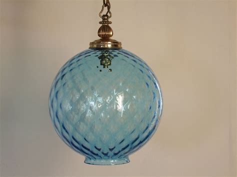 Outstanding Vintage French Blue Glass Pendant Light Lampshade Etsy