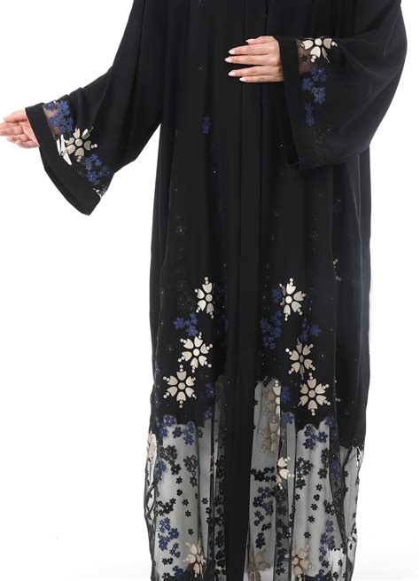 Shop Online Exquisite Laser Cut Abaya Embellished With Crystals
