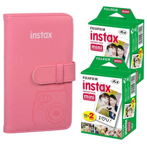 fujifilm instax mini wallet album flamingo pink 2x fujifilm instax mini twin pack instant