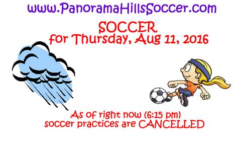 Aug 11 Soccer Cancelled Panoramahillssoccer Indoor Outdoor Soccer