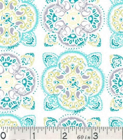 Keepsake Calico™ Cotton Fabric Lime And Turquoise Medallions Joann