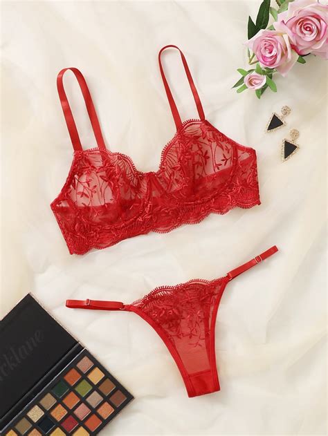 red romantic romantic collar plain sexy sets embellished slight stretch women sexy lingerie