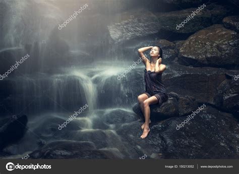 Beautiful Asian Woman In Waterfall — Stock Photo © Tipchai 150213052