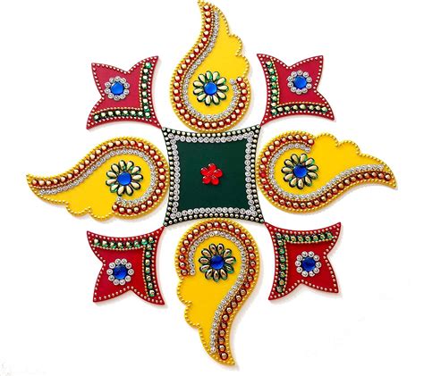 Buy Premium Paisley Design Multicolor Acrylic Diwali Rangoli Stickers