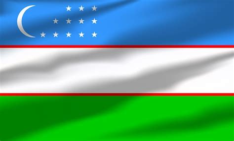 Bandera de uzbekistán vectorial ondeando banderas que fluyen realistas