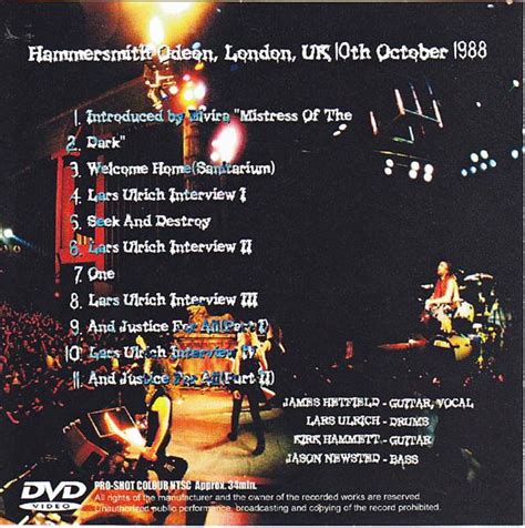 Metallica Hammersmith 1988 1 Dvdr Giginjapan
