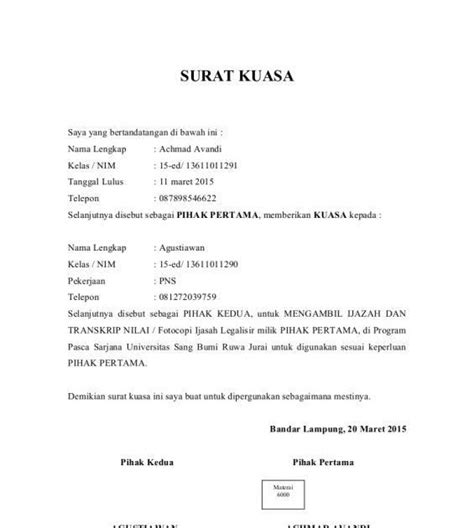 Surat kuasa ini nantinya digunakan sebagai bukti kepada pihak dealer, leasing, maupun berikut ini contoh surat kuasa yang bisa anda buat jika anda meminta orang lain mengambil bpkb di kantor samsat Surat Wakil Orang Lain Ambil Surat / 12+ Contoh Surat Kuasa Pengambilan, Umum, Khusus Beserta ...