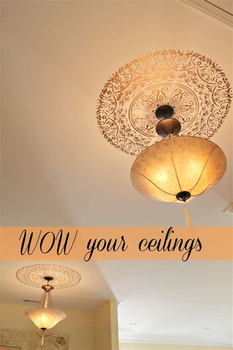 Diy ceiling medallion diy ceiling ceiling medallions glamorous. Stencil ceiling medallion! - Debbiedoo's in 2020 | Ceiling ...