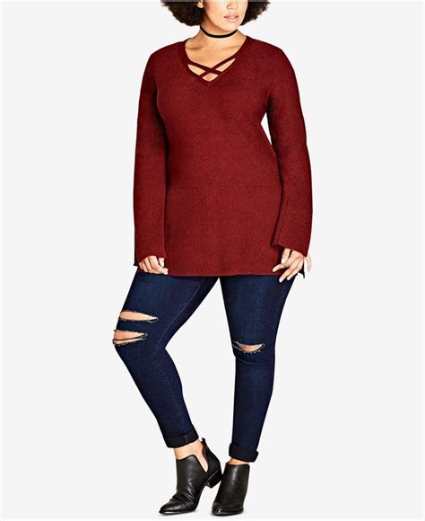 City Chic Trendy Plus Size Strappy Sweater | Trendy plus size, City chic, Sweaters