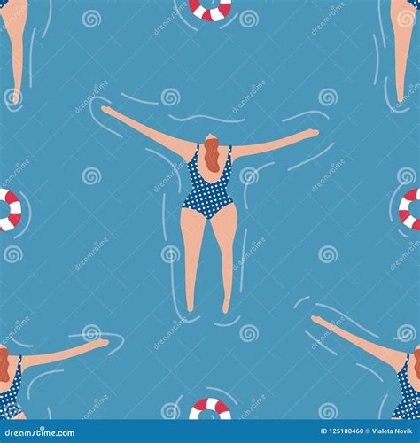 People Swimming In The Pool Stock Vector Illustration Of Couples