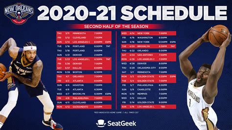 New Orleans Pelicans Announce Second Half Of Regular Season Schedule Presented By