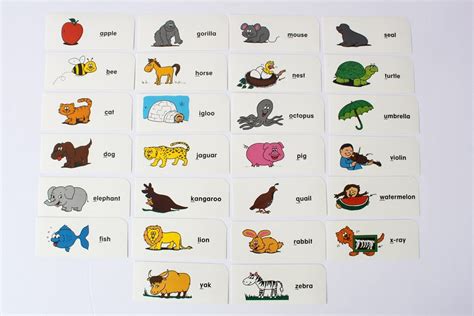 Vintage Alphabet Flashcards Letters Abcs Animals Flash