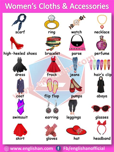 Womens Cloths And Accessories Vocabulary With Images And Flashcards