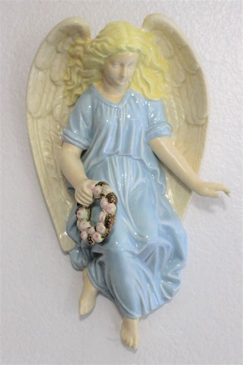Vintage Pair Of Ceramic Angels Wall Statues Home Decor Etsy