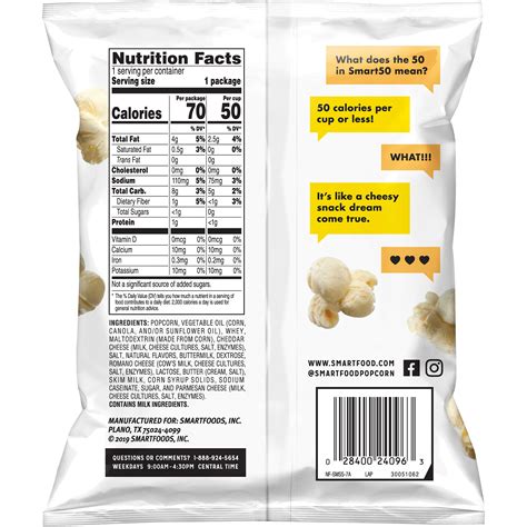 Smartfood White Cheddar Popcorn Nutrition Information Besto Blog
