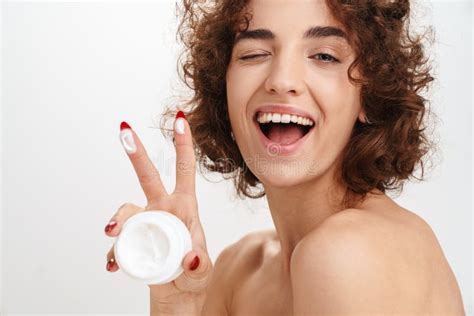 Close Up Beauty Portrait Of An Attractive Young Topless Woman Stock