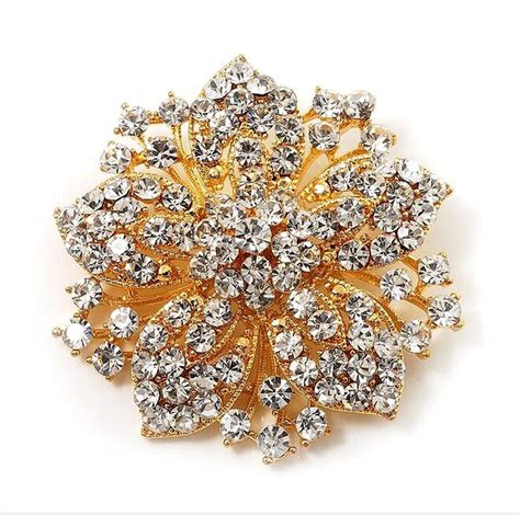 Aliexpress Com Buy Sparkly Clear Rhinestone Crystal Diamante Flower Bridal Pin Brooch From
