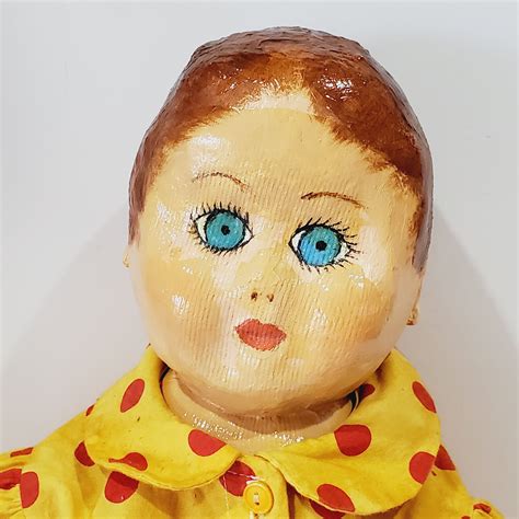 Vintage Papier Mache Doll Large Soft Cloth Body And Paper Mache Face Arms And Legs Dolls Toys