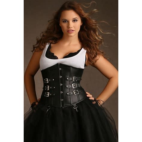 Plus Size Tara Underbust Leather Corset With Buckles