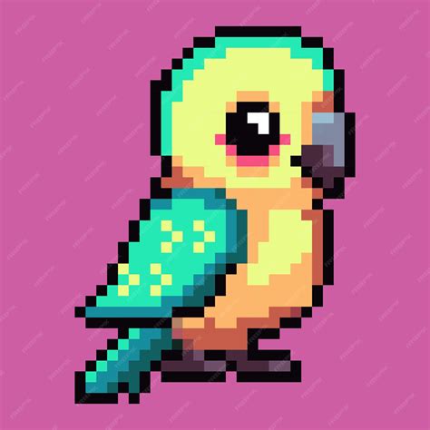 Premium Vector Vector Flat Design Pixel Art Parrot Bird Animal Character