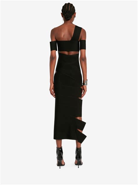 Bandage Midi Dress In Black Alexander Mcqueen Us