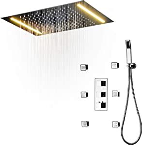 Amazon Com Hm Thermostatic Shower Combo With 20x14 LED Rain Head