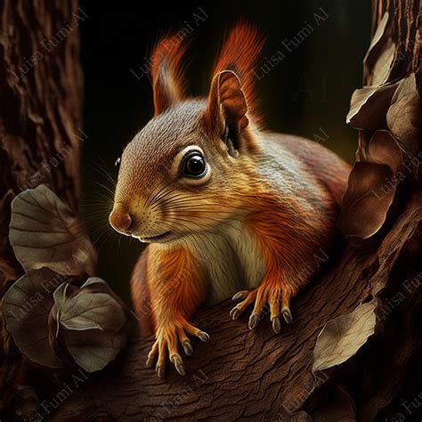 Red Squirrel Portrait Luisa Fumi Digital Art Gameovers Atelier