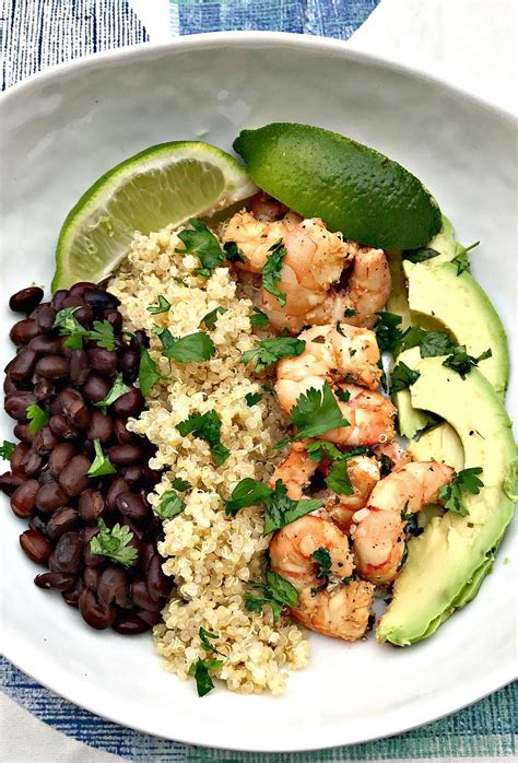 Cilantro Lime Shrimp Quinoa Bowl With Black Beans And Avocado This Recipe Is Loaded With