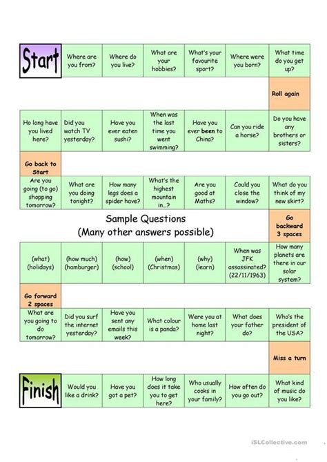 Board Game Ask A Question Medium English Esl Worksheets For